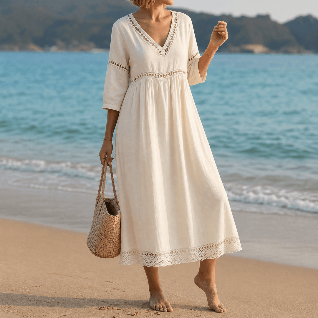 Solmera | Crochet-Trim Midi Dress