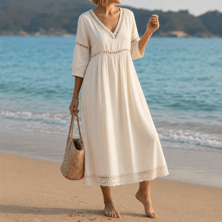 Solmera | Crochet-Trim Midi Dress