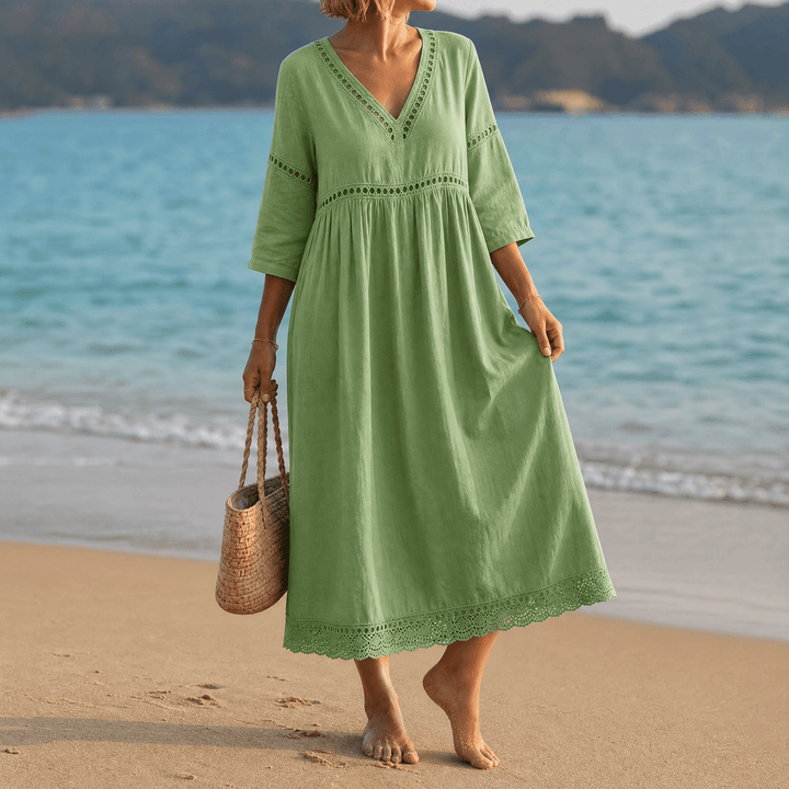 Solmera | Crochet-Trim Midi Dress
