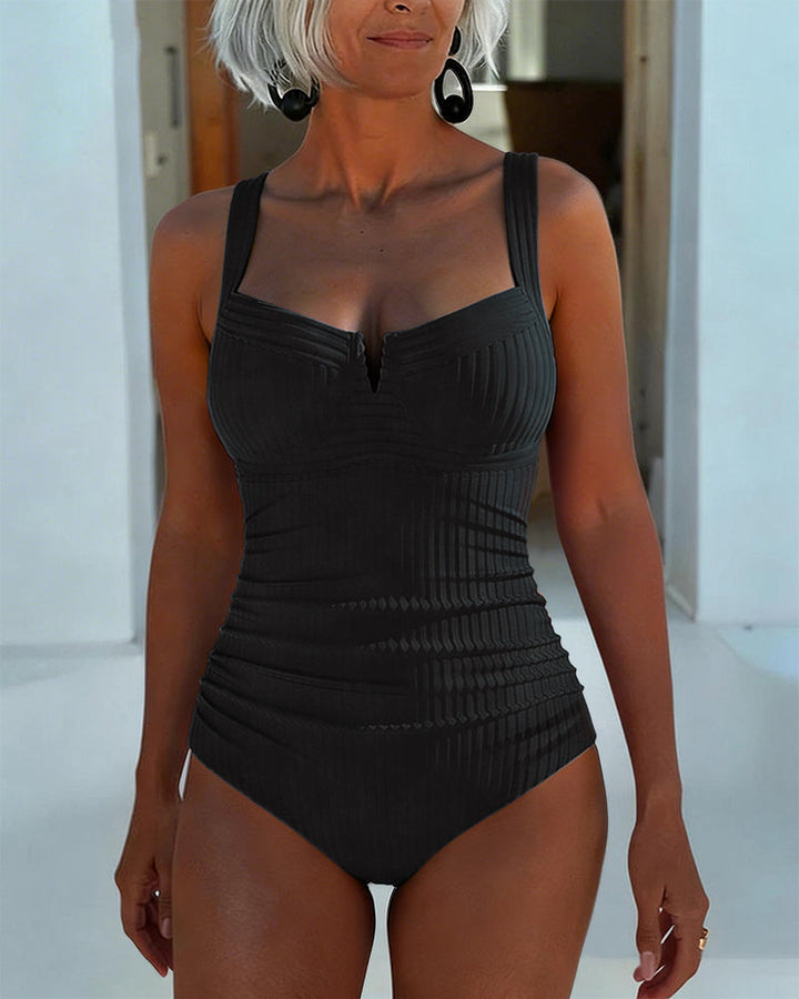 Spaghetti Strap Square Neck One-Piece Swimsuit