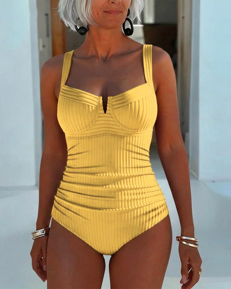 Spaghetti Strap Square Neck One-Piece Swimsuit