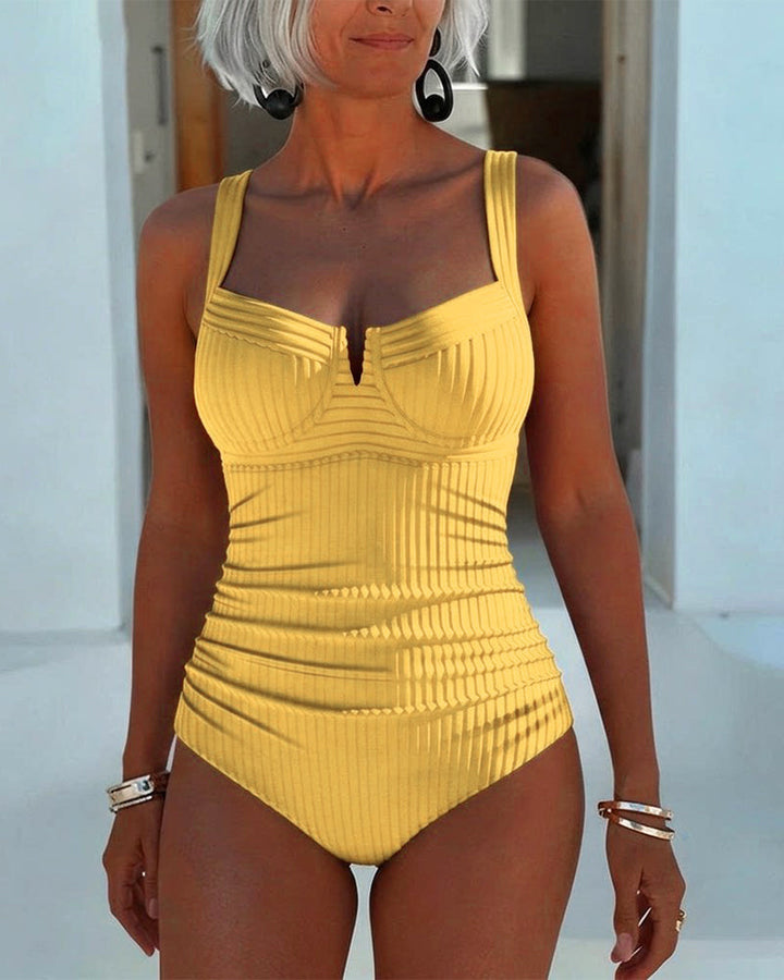 Spaghetti Strap Square Neck One-Piece Swimsuit