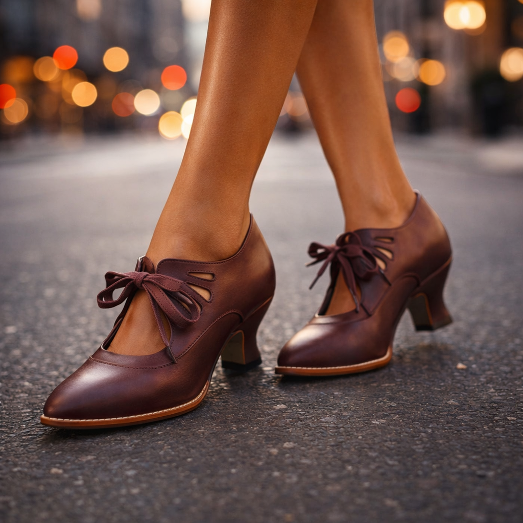 Talia™ | Elegant Vegan Leather Lace-Up Heels