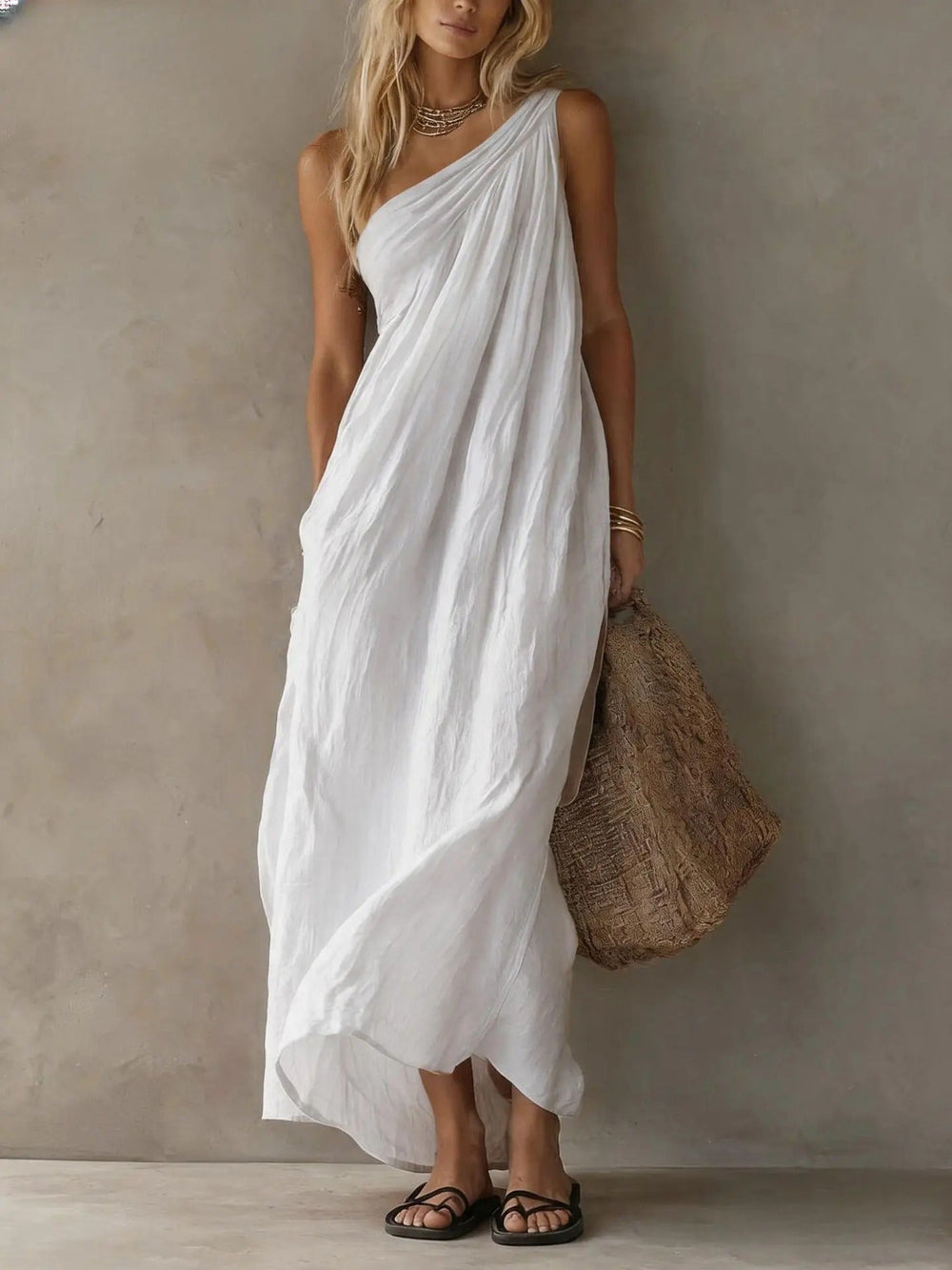 Leta™ Draped Asymmetrical Maxi Dress