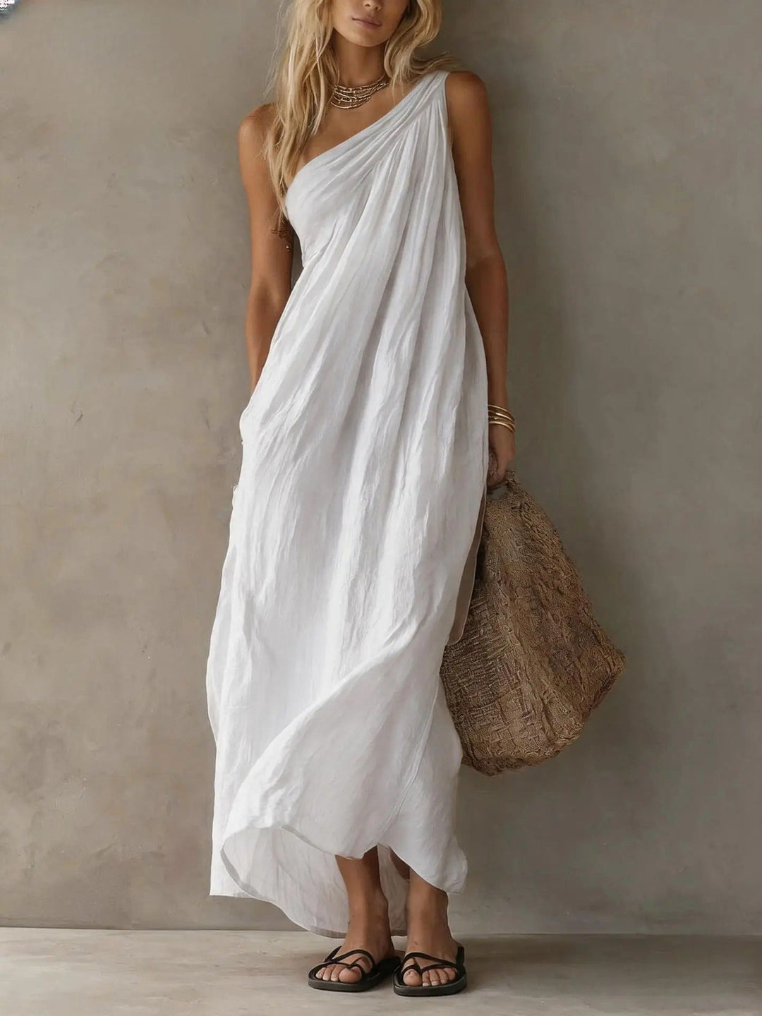 Leta™ Draped Asymmetrical Maxi Dress