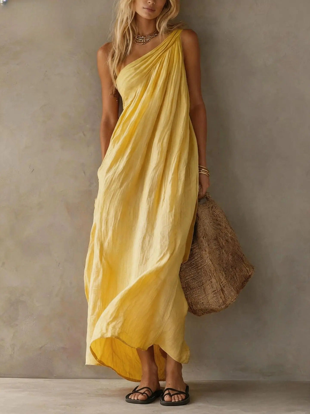 Leta™ Draped Asymmetrical Maxi Dress