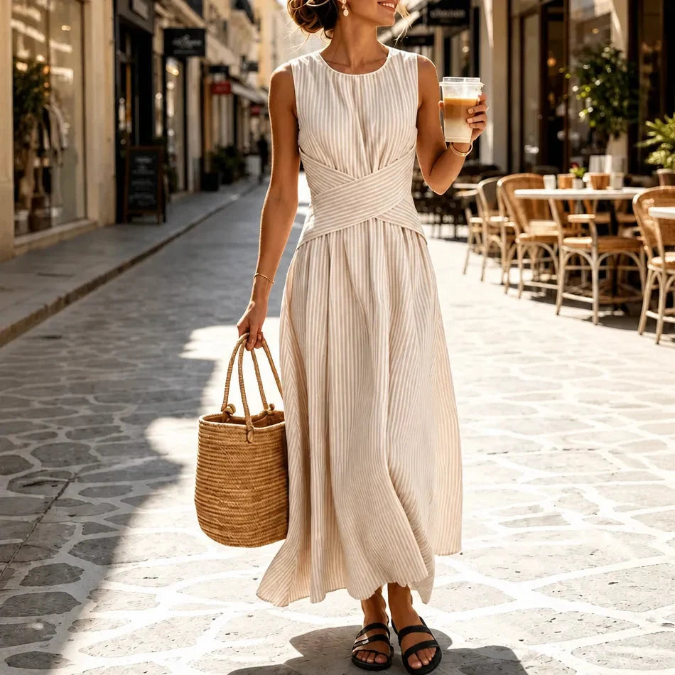 Marelle | Striped Wrap Maxi Dress