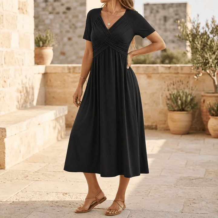 Veluna | Crossover Midi Dress